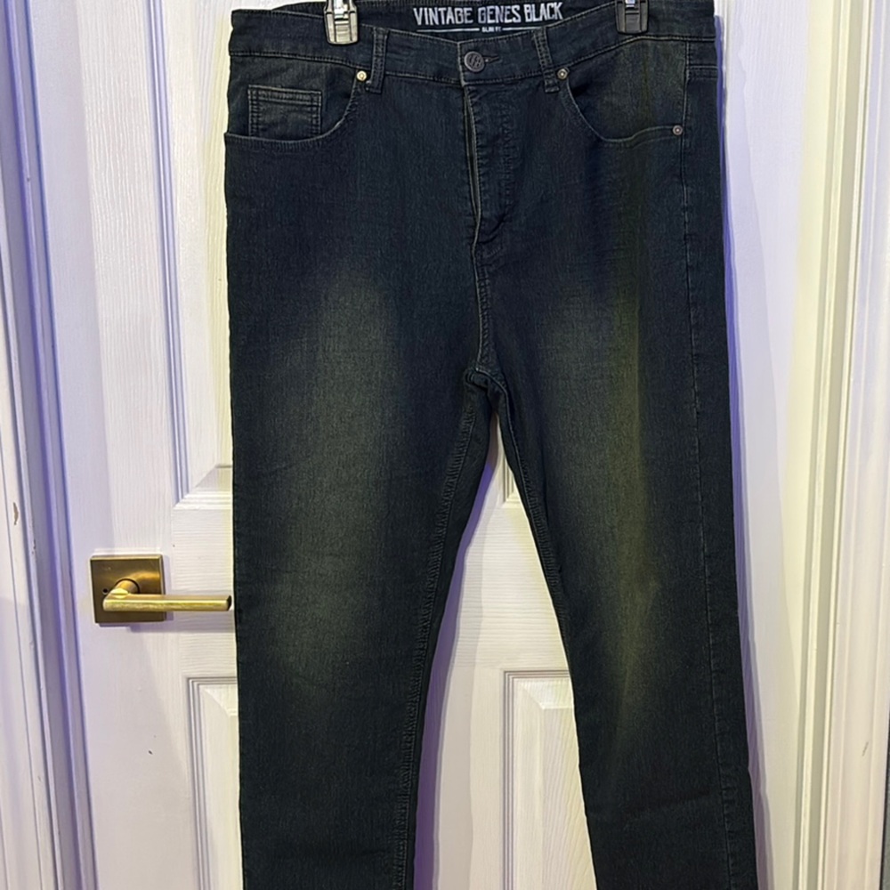 Black and Blue Skinny Jeans with Faded Detail